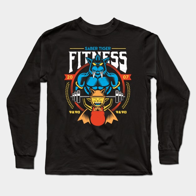 Saber Tiger Fitness Long Sleeve T-Shirt by logozaste